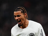 Hugo Ekitike of Eintracht Frankfurt  looks on during the Eurepa League Round 4 match between Eintracht Frankfurt v SK Slavia Prague at the D...