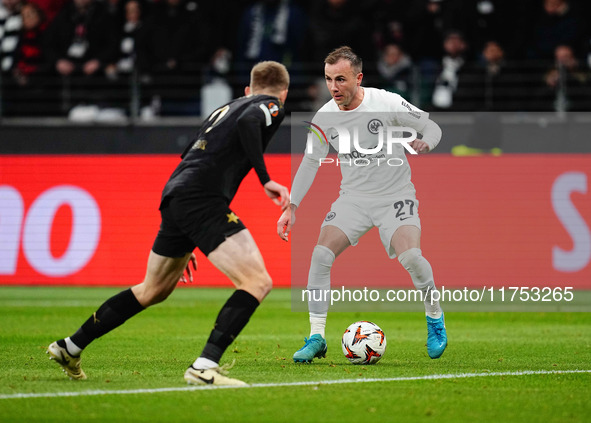 Mario Gotze of Eintracht Frankfurt  controls the ball during the Eurepa League Round 4 match between Eintracht Frankfurt v SK Slavia Prague...