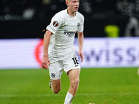 Hugo Larsson of Eintracht Frankfurt  controls the ball during the Eurepa League Round 4 match between Eintracht Frankfurt v SK Slavia Prague...