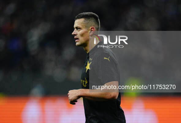 Tomas Holes of SK Slavia Prague  looks on during the Eurepa League Round 4 match between Eintracht Frankfurt v SK Slavia Prague at the Deuts...