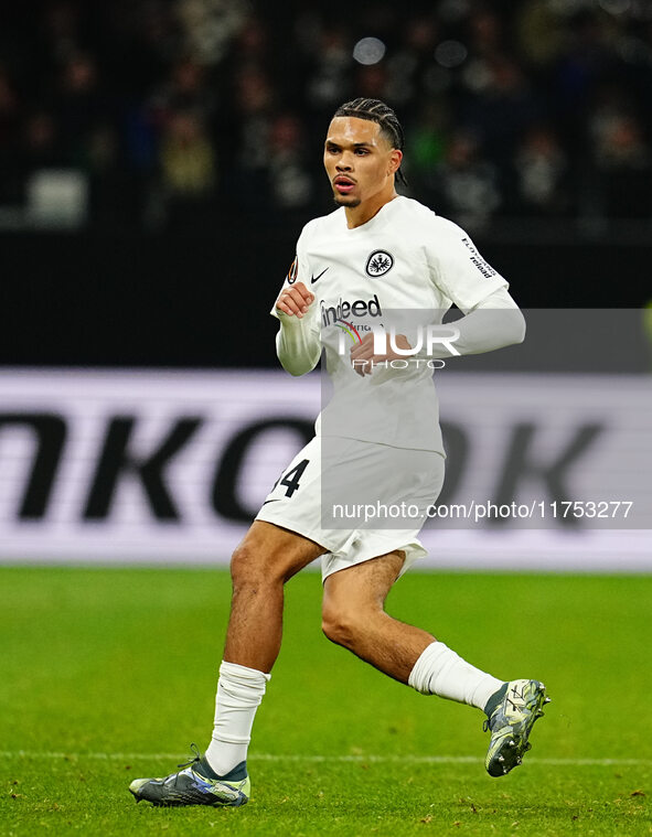 Nnamdi Collins of Eintracht Frankfurt  looks on during the Eurepa League Round 4 match between Eintracht Frankfurt v SK Slavia Prague at the...