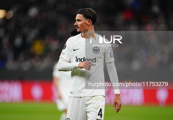 Robin Koch of Eintracht Frankfurt  looks on during the Eurepa League Round 4 match between Eintracht Frankfurt v SK Slavia Prague at the Deu...