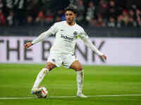 Omar Marmoush of Eintracht Frankfurt  controls the ball during the Eurepa League Round 4 match between Eintracht Frankfurt v SK Slavia Pragu...