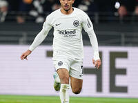 Omar Marmoush of Eintracht Frankfurt  controls the ball during the Eurepa League Round 4 match between Eintracht Frankfurt v SK Slavia Pragu...