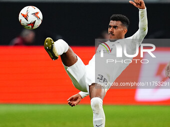 Ansgar Knauff of Eintracht Frankfurt  controls the ball during the Eurepa League Round 4 match between Eintracht Frankfurt v SK Slavia Pragu...