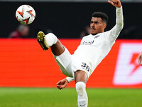 Ansgar Knauff of Eintracht Frankfurt  controls the ball during the Eurepa League Round 4 match between Eintracht Frankfurt v SK Slavia Pragu...