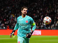 Kevin Trapp of Eintracht Frankfurt  looks on during the Eurepa League Round 4 match between Eintracht Frankfurt v SK Slavia Prague at the De...