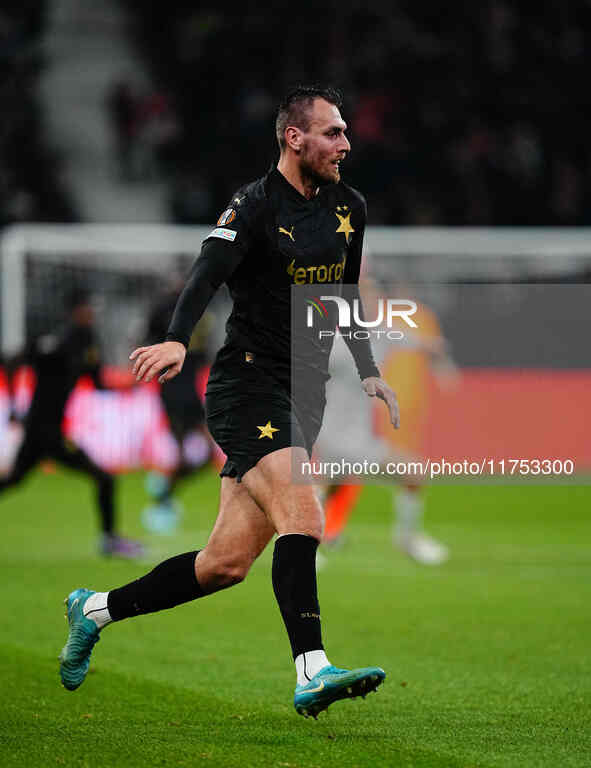 Tomas Chory of SK Slavia Prague  looks on during the Eurepa League Round 4 match between Eintracht Frankfurt v SK Slavia Prague at the Deuts...