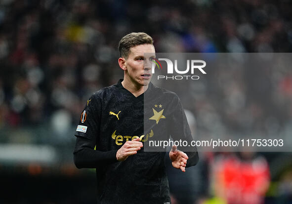 Lukas Provod of SK Slavia Prague  looks on during the Eurepa League Round 4 match between Eintracht Frankfurt v SK Slavia Prague at the Deut...