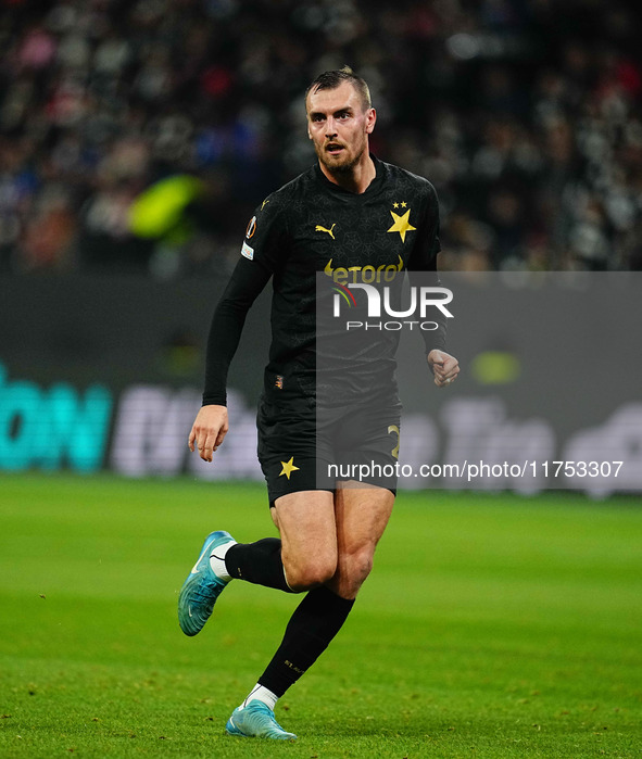 Tomas Chory of SK Slavia Prague  looks on during the Eurepa League Round 4 match between Eintracht Frankfurt v SK Slavia Prague at the Deuts...