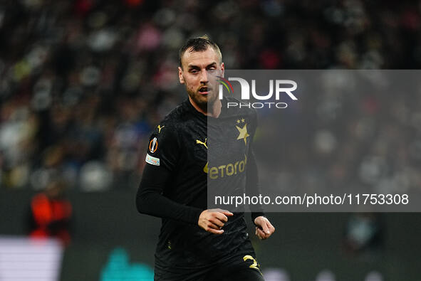 Tomas Chory of SK Slavia Prague  looks on during the Eurepa League Round 4 match between Eintracht Frankfurt v SK Slavia Prague at the Deuts...