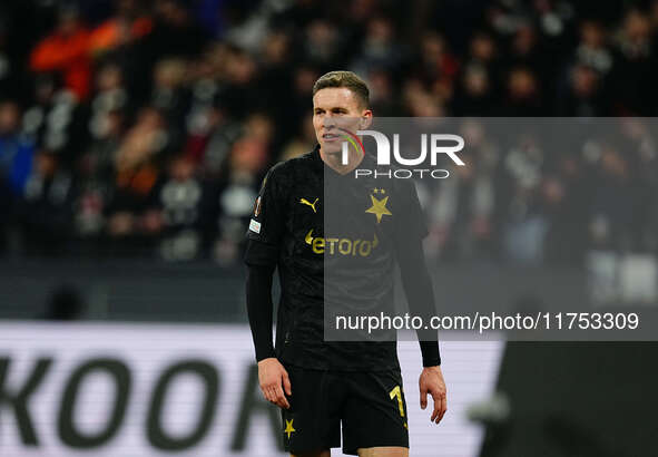 Lukas Provod of SK Slavia Prague  looks on during the Eurepa League Round 4 match between Eintracht Frankfurt v SK Slavia Prague at the Deut...