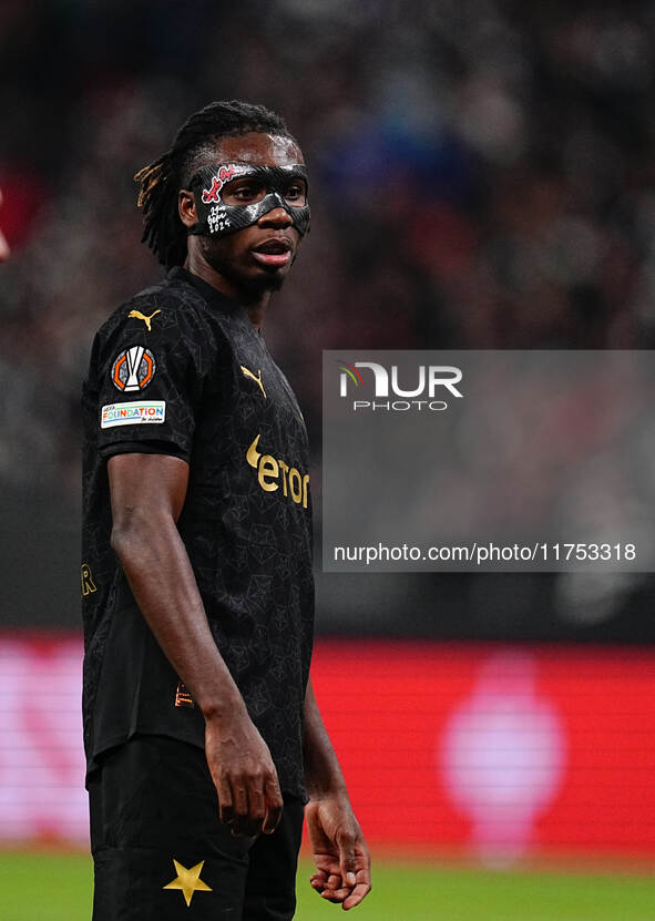 Igoh Ogbu of SK Slavia Prague  looks on during the Eurepa League Round 4 match between Eintracht Frankfurt v SK Slavia Prague at the Deutsch...