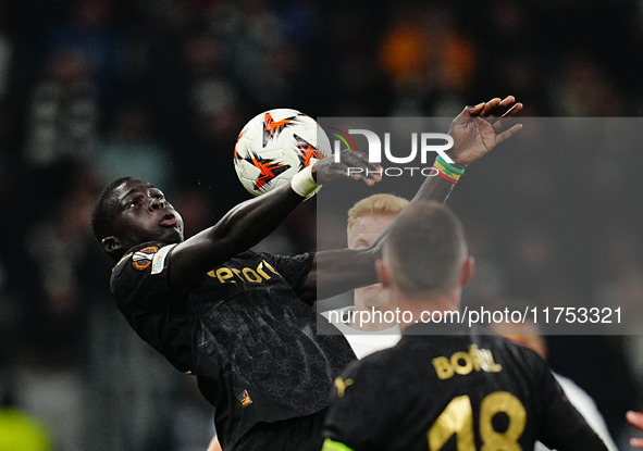 Jean-Matteo Bahoya of Eintracht Frankfurt  controls the ball during the Eurepa League Round 4 match between Eintracht Frankfurt v SK Slavia...