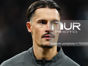 Robin Koch of Eintracht Frankfurt  looks on during the Eurepa League Round 4 match between Eintracht Frankfurt v SK Slavia Prague at the Deu...