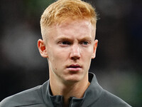 Hugo Larsson of Eintracht Frankfurt  looks on during the Eurepa League Round 4 match between Eintracht Frankfurt v SK Slavia Prague at the D...