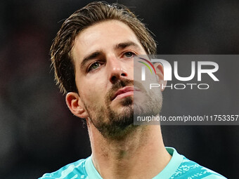 Kevin Trapp of Eintracht Frankfurt  looks on during the Eurepa League Round 4 match between Eintracht Frankfurt v SK Slavia Prague at the De...