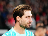 Kevin Trapp of Eintracht Frankfurt  looks on during the Eurepa League Round 4 match between Eintracht Frankfurt v SK Slavia Prague at the De...