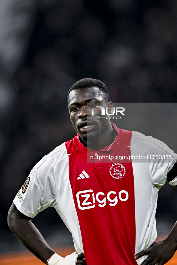 AFC Ajax Amsterdam forward Brian Brobbey plays during the match between Ajax and Maccabi Tel Aviv at the Johan Cruijff ArenA for the UEFA Eu...