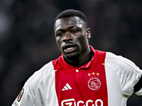 AFC Ajax Amsterdam forward Brian Brobbey plays during the match between Ajax and Maccabi Tel Aviv at the Johan Cruijff ArenA for the UEFA Eu...