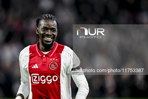 AFC Ajax Amsterdam forward Bertrand Traore plays during the match between Ajax and Maccabi Tel Aviv at the Johan Cruijff ArenA for the UEFA...