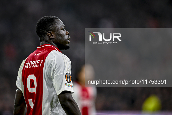 AFC Ajax Amsterdam forward Brian Brobbey plays during the match between Ajax and Maccabi Tel Aviv at the Johan Cruijff ArenA for the UEFA Eu...