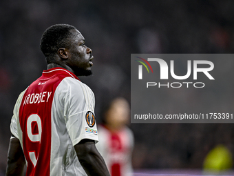 AFC Ajax Amsterdam forward Brian Brobbey plays during the match between Ajax and Maccabi Tel Aviv at the Johan Cruijff ArenA for the UEFA Eu...