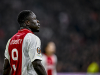 AFC Ajax Amsterdam forward Brian Brobbey plays during the match between Ajax and Maccabi Tel Aviv at the Johan Cruijff ArenA for the UEFA Eu...