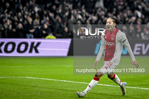 AFC Ajax Amsterdam midfielder Kian Fitz-Jim plays during the match between Ajax and Maccabi Tel Aviv at the Johan Cruijff ArenA for the UEFA...