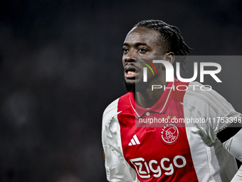 AFC Ajax Amsterdam forward Bertrand Traore plays during the match between Ajax and Maccabi Tel Aviv at the Johan Cruijff ArenA for the UEFA...