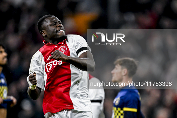 AFC Ajax Amsterdam forward Brian Brobbey plays during the match between Ajax and Maccabi Tel Aviv at the Johan Cruijff ArenA for the UEFA Eu...