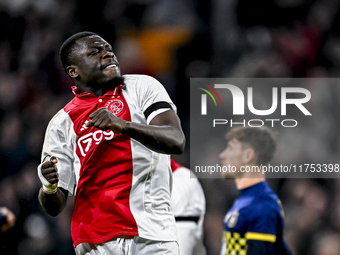 AFC Ajax Amsterdam forward Brian Brobbey plays during the match between Ajax and Maccabi Tel Aviv at the Johan Cruijff ArenA for the UEFA Eu...