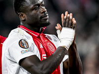 AFC Ajax Amsterdam forward Brian Brobbey plays during the match between Ajax and Maccabi Tel Aviv at the Johan Cruijff ArenA for the UEFA Eu...