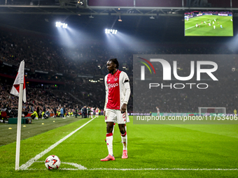 AFC Ajax Amsterdam forward Bertrand Traore plays during the match between Ajax and Maccabi Tel Aviv at the Johan Cruijff ArenA for the UEFA...