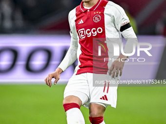 AFC Ajax Amsterdam forward Mika Godts plays during the match between Ajax and Maccabi Tel Aviv at the Johan Cruijff ArenA for the UEFA Europ...