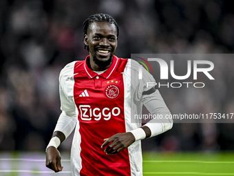 AFC Ajax Amsterdam forward Bertrand Traore plays during the match between Ajax and Maccabi Tel Aviv at the Johan Cruijff ArenA for the UEFA...