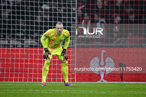 AFC Ajax Amsterdam goalkeeper Remko Pasveer plays during the match between Ajax and Maccabi Tel Aviv at the Johan Cruijff ArenA for the UEFA...