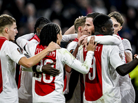 AFC Ajax Amsterdam midfielder Branco van den Boomen and AFC Ajax Amsterdam forward Brian Brobbey play during the match between Ajax and Macc...