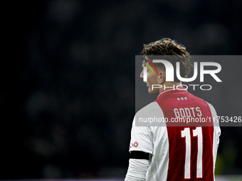 AFC Ajax Amsterdam forward Mika Godts plays during the match between Ajax and Maccabi Tel Aviv at the Johan Cruijff ArenA for the UEFA Europ...