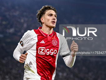 AFC Ajax Amsterdam forward Mika Godts plays during the match between Ajax and Maccabi Tel Aviv at the Johan Cruijff ArenA for the UEFA Europ...