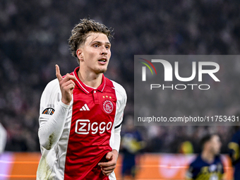 AFC Ajax Amsterdam forward Mika Godts plays during the match between Ajax and Maccabi Tel Aviv at the Johan Cruijff ArenA for the UEFA Europ...