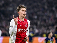 AFC Ajax Amsterdam forward Mika Godts plays during the match between Ajax and Maccabi Tel Aviv at the Johan Cruijff ArenA for the UEFA Europ...