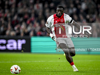 AFC Ajax Amsterdam forward Brian Brobbey plays during the match between Ajax and Maccabi Tel Aviv at the Johan Cruijff ArenA for the UEFA Eu...