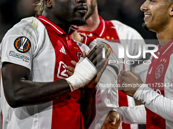 AFC Ajax Amsterdam forward Brian Brobbey plays during the match between Ajax and Maccabi Tel Aviv at the Johan Cruijff ArenA for the UEFA Eu...