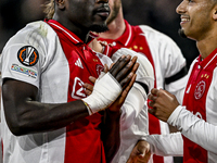 AFC Ajax Amsterdam forward Brian Brobbey plays during the match between Ajax and Maccabi Tel Aviv at the Johan Cruijff ArenA for the UEFA Eu...