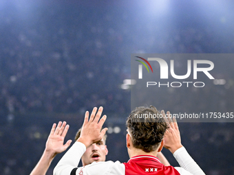 AFC Ajax Amsterdam forward Mika Godts plays during the match between Ajax and Maccabi Tel Aviv at the Johan Cruijff ArenA for the UEFA Europ...