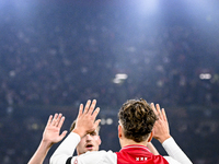 AFC Ajax Amsterdam forward Mika Godts plays during the match between Ajax and Maccabi Tel Aviv at the Johan Cruijff ArenA for the UEFA Europ...