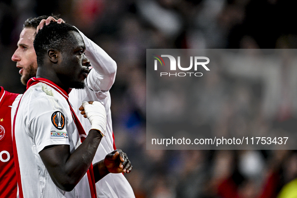 AFC Ajax Amsterdam forward Brian Brobbey plays during the match between Ajax and Maccabi Tel Aviv at the Johan Cruijff ArenA for the UEFA Eu...