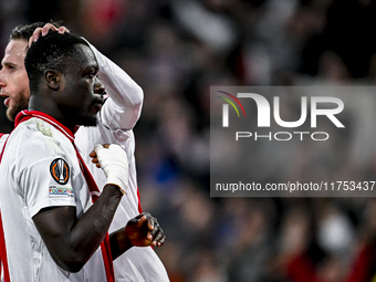 AFC Ajax Amsterdam forward Brian Brobbey plays during the match between Ajax and Maccabi Tel Aviv at the Johan Cruijff ArenA for the UEFA Eu...