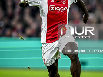 AFC Ajax Amsterdam forward Brian Brobbey plays during the match between Ajax and Maccabi Tel Aviv at the Johan Cruijff ArenA for the UEFA Eu...